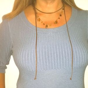 Boho Leather necklace with gold with amber beads